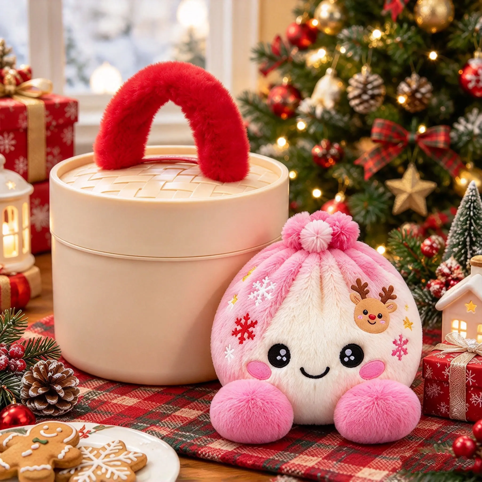 Cute Christmas dumpling-shaped stuffed plush toys, adorable Christmas character plush dumplings, festive home decorations, perfect holiday gifts for friends and family, featuring various holiday design styles.