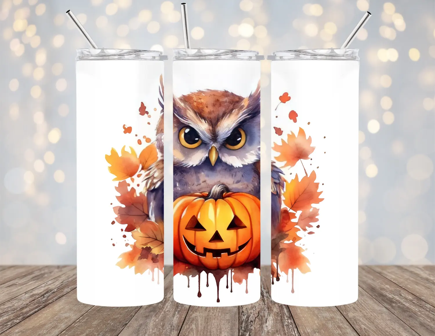 20 OZ OWL DESIGNS 7 OPTIONS INSULATED SKINNY TUMBLER W/ STRAW