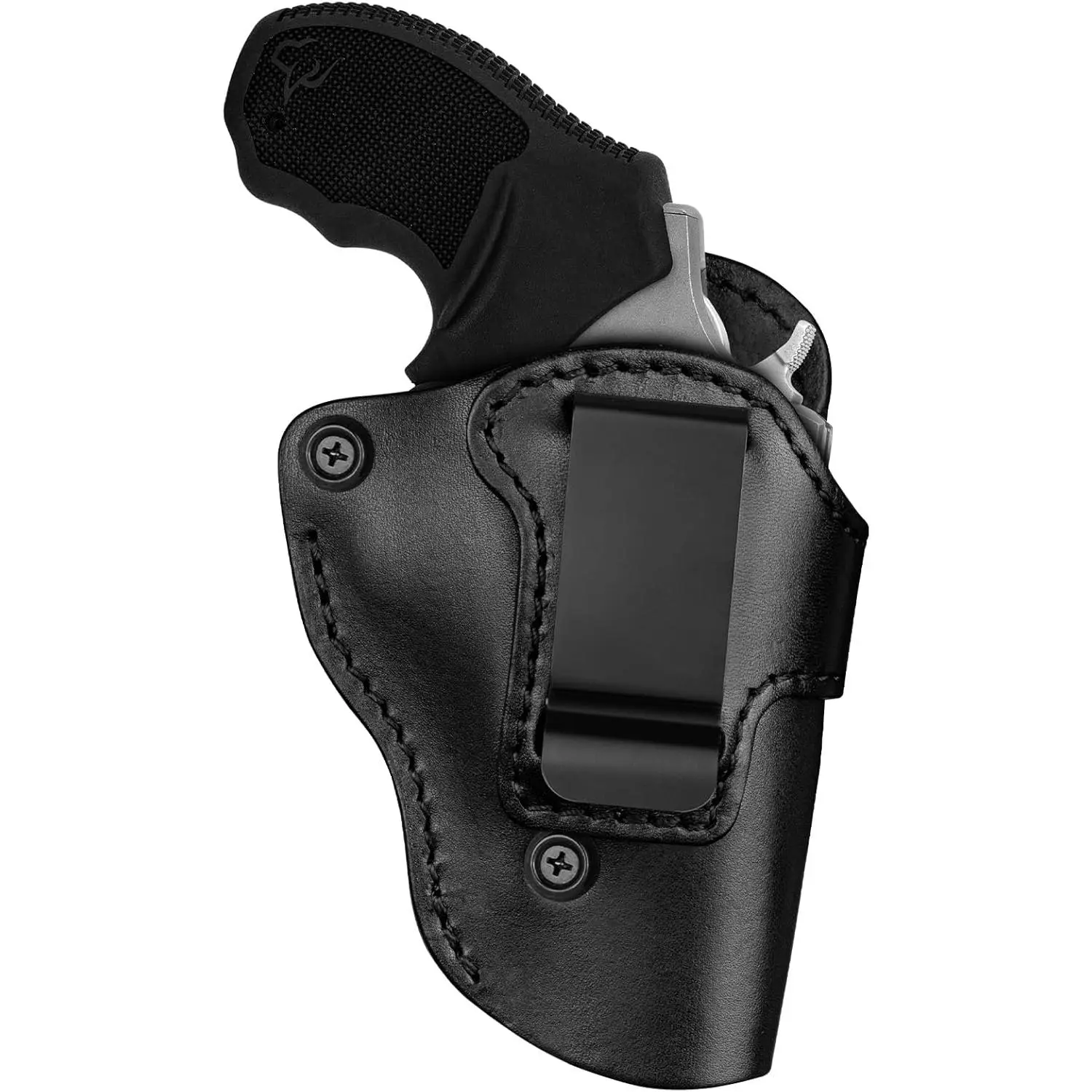 Premium IWB Leather Gun Holster for Most 38 Special & J Frame Revolvers, Fits 2"-2.25" Barrels, Black, Right/Left Handed, Compatible with Taurus 327/380/856/85, S&W 637/442/640/642, Ruger LCR/SP101, Kimber 6S, Rossi Model 68 g32 gen3-4 case, Carry Conceal