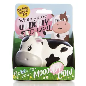 Boxer Gifts - Moody Cow Stress Relief Toy - Unique Stress Balls for Adults & Teens - Squishy Fidget Toys for Anxiety - Funny Desk Accessories - Cute Cow Gifts For Women & Gag White Elephant