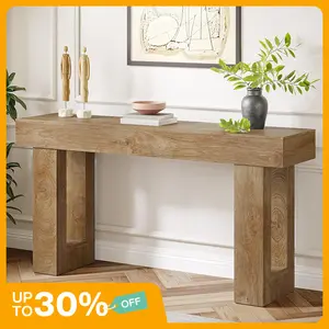 Tribesigns 63-Inch Long Console Table, Wooden Rectangular Sofa Table Behind The Couch, Farmhouse Entryway Table for Entrance, Hallway, Living Room (Natural) Modern