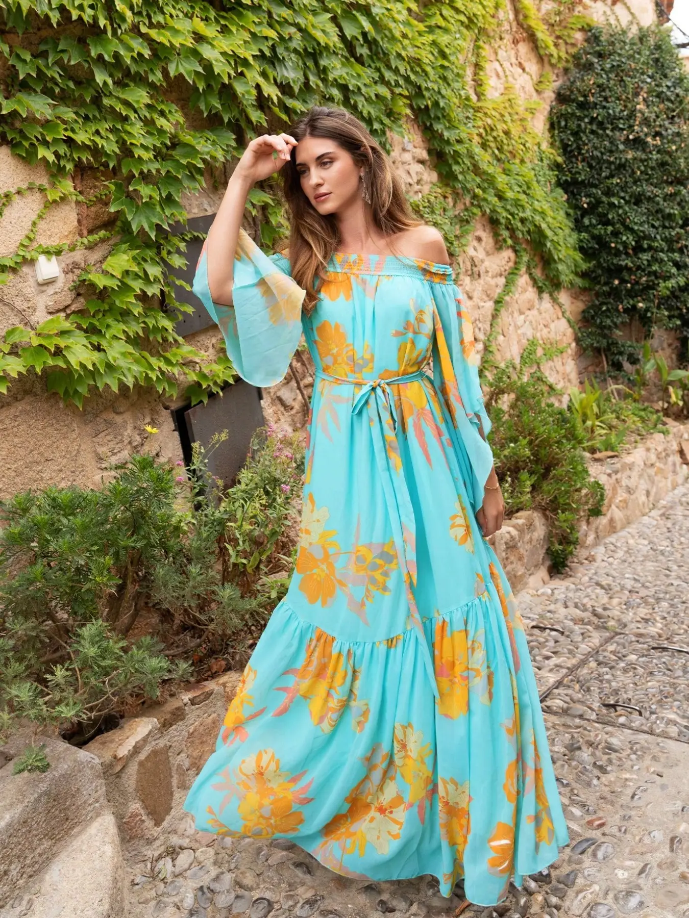 Elegant Off-Shoulder Flounce Sleeve Long Sleeves Belted Floral Print Chiffon Maxi Evening Dress, Perfect for Beach Vacation, Garden Party, Outdoor Wedding - TikTok Shop Elegant Off-Shoulder Flounce Sleeve Long Sleeves Belted Floral Print Chiffon Maxi Evening Dress, Perfect for Beach Vacation, Garden Party, Outdoor Wedding - TikTok Shop