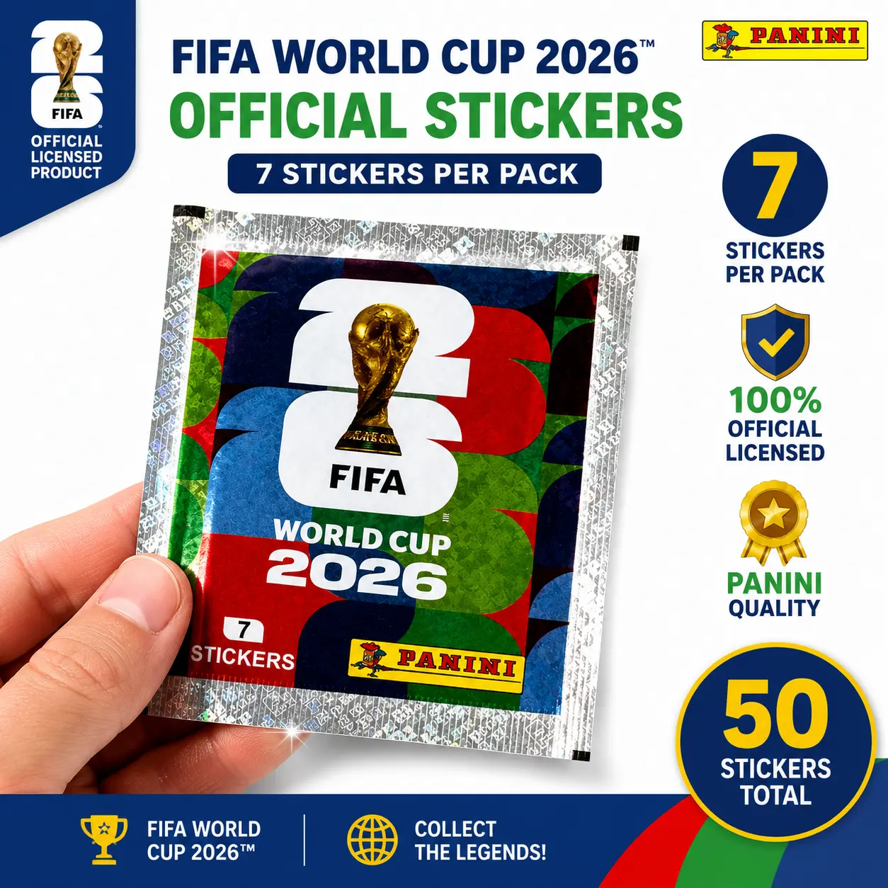 [International Edition]Official FIFA*PANINI World Cup Star Stickers, 7 stickers per pack