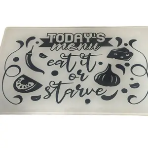 Glass Cutting Board with Inspirational Menu Design for Kitchen Use