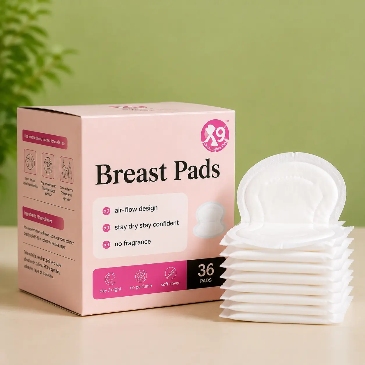 Disposable Nursing Pads for Breastfeeding Moms, 36 Count Ultra Absorbent Breast Pads, Leakproof Overnight Breastfeeding Pads, Individually Wrapped, Soft & Breathable