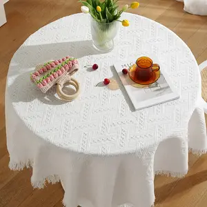 Elegant Lace White Tablecloth Ins Style Round Square Coffee Bedside Desk Photo Background Cloth Versatile Decorative Tablecloth for All Settings