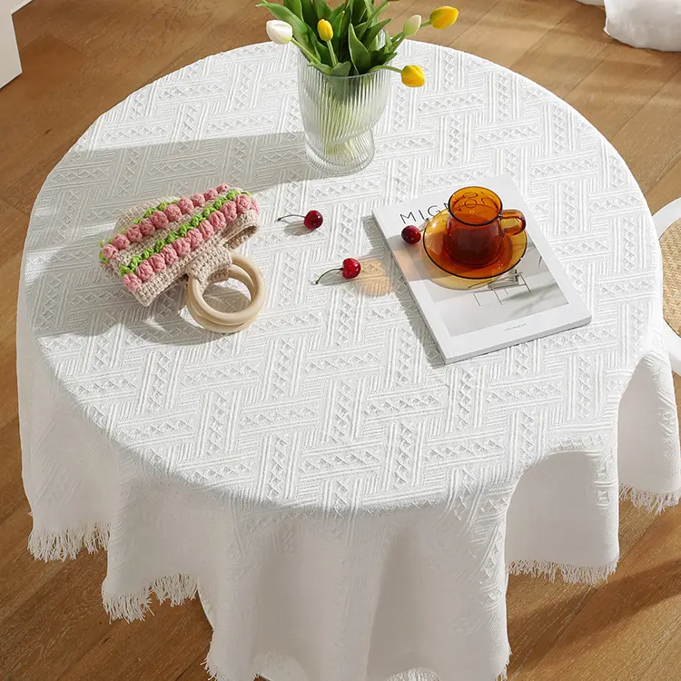 Elegant Lace White Tablecloth Ins Style Round Square Coffee Bedside Desk Photo Background Cloth Versatile Decorative Tablecloth for All Settings