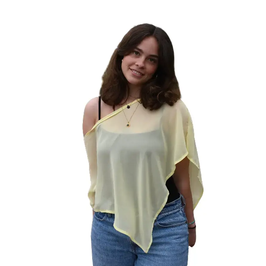 Butter Yellow Chiffon Poncho Top