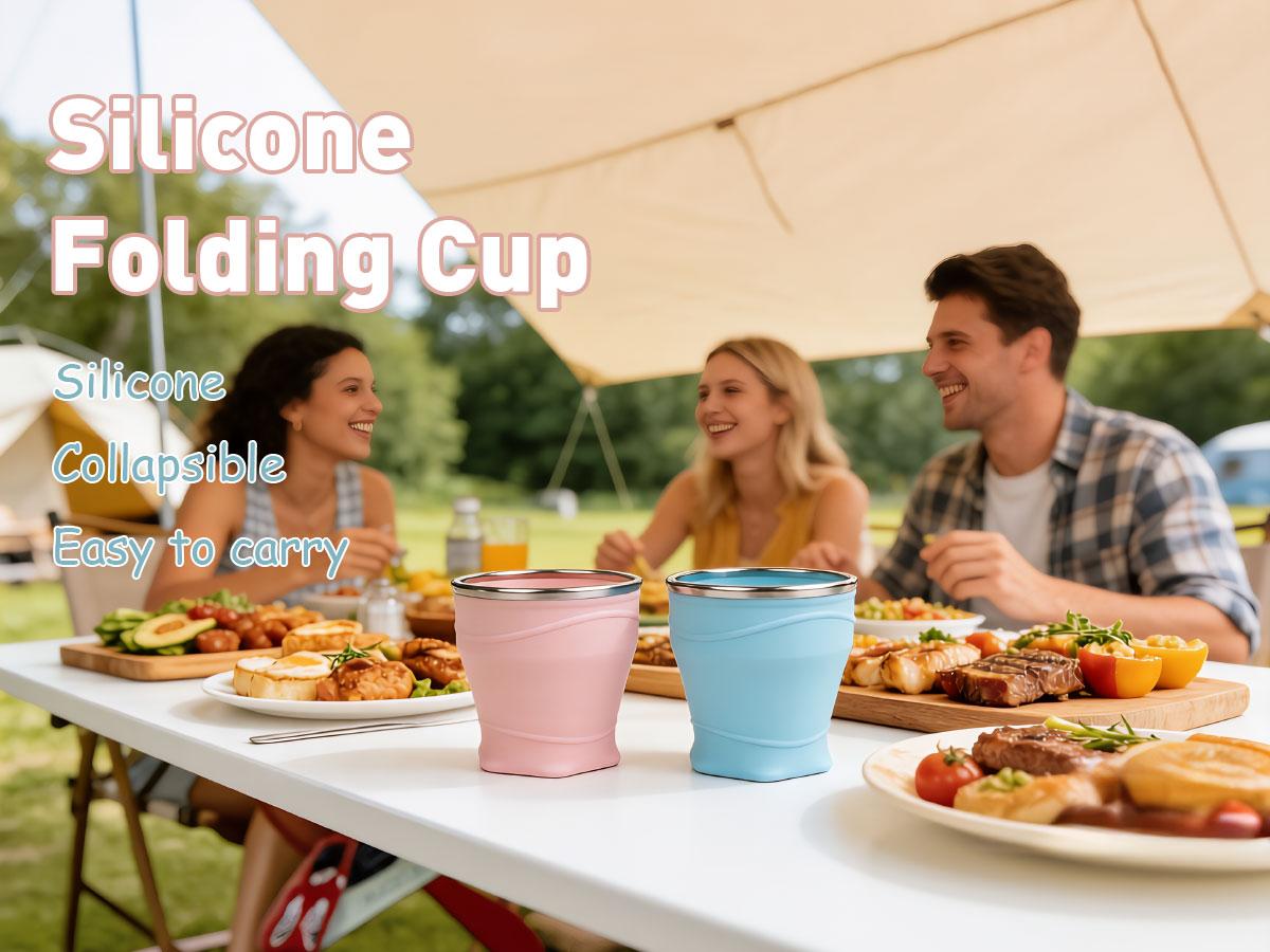8.8oz Silicone Collapsible Travel Cup | Portable Foldable Cup with Dustproof Lid
