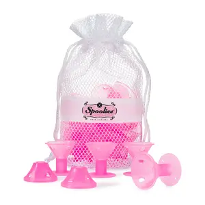 Spoolies Original Hair Curlers, Heatless Silicone Rollers with Mesh Bag Gift for Natural Hair, Hair Extension plus Wigs, Made in USA, 15 Jumbo Size (Playful Pink)…
