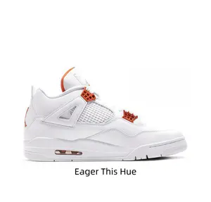 Clean all-white running shoes with warm orange accents, breathable mesh side panels add subtle pop to every casual daily fit
