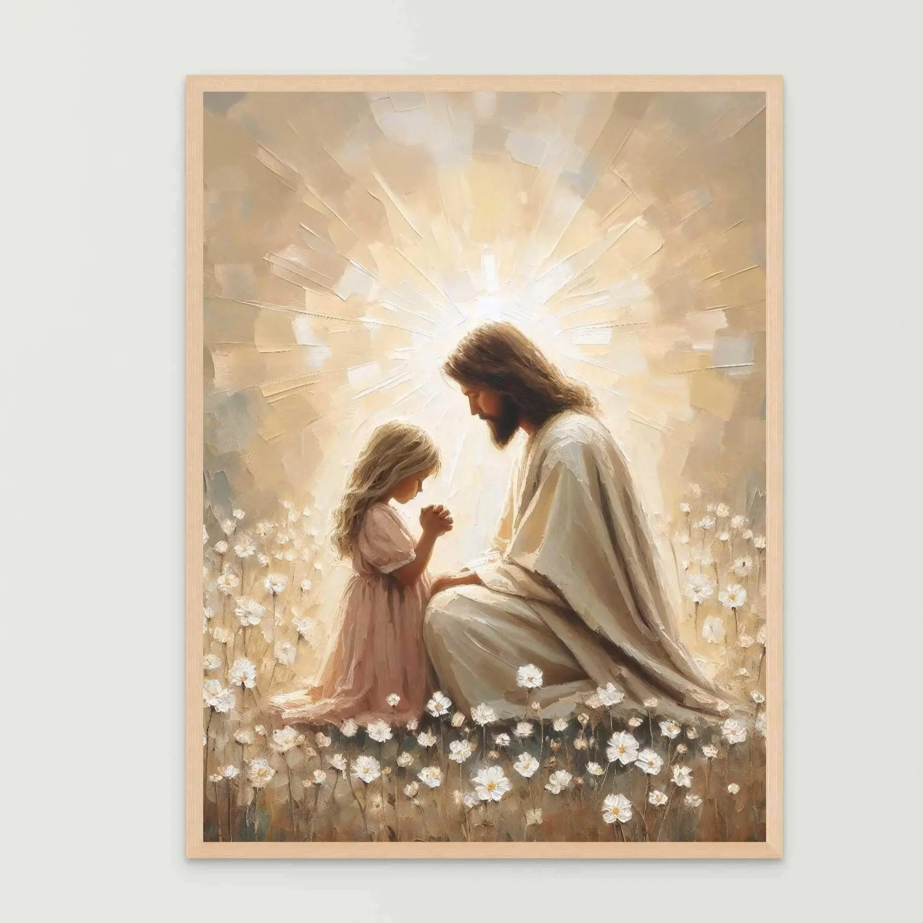 Jesus and Girl Praying Wall Art, Christian Art, Jesus with Girl, Jesus Wall Art, LDS Art, Bible Verse Wall Art, Jesus with Children, Religious Prints
