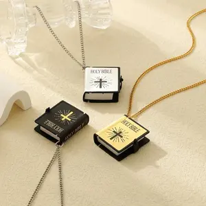 Mini Bible Cross Necklace Openable for Men Women Prayer Everyday Wear Holy Bible Design Unisex Versatile Faith Jewelry