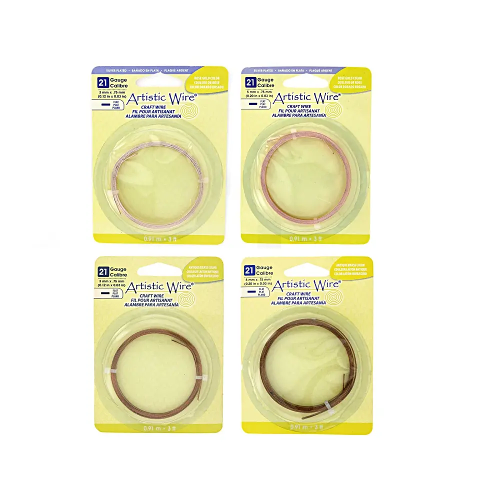 JTV Artistic Wire 21 Gauge Flat 3x.75mm & 5x.75mm Assorted Tone Wire Set Total of 12 Feet