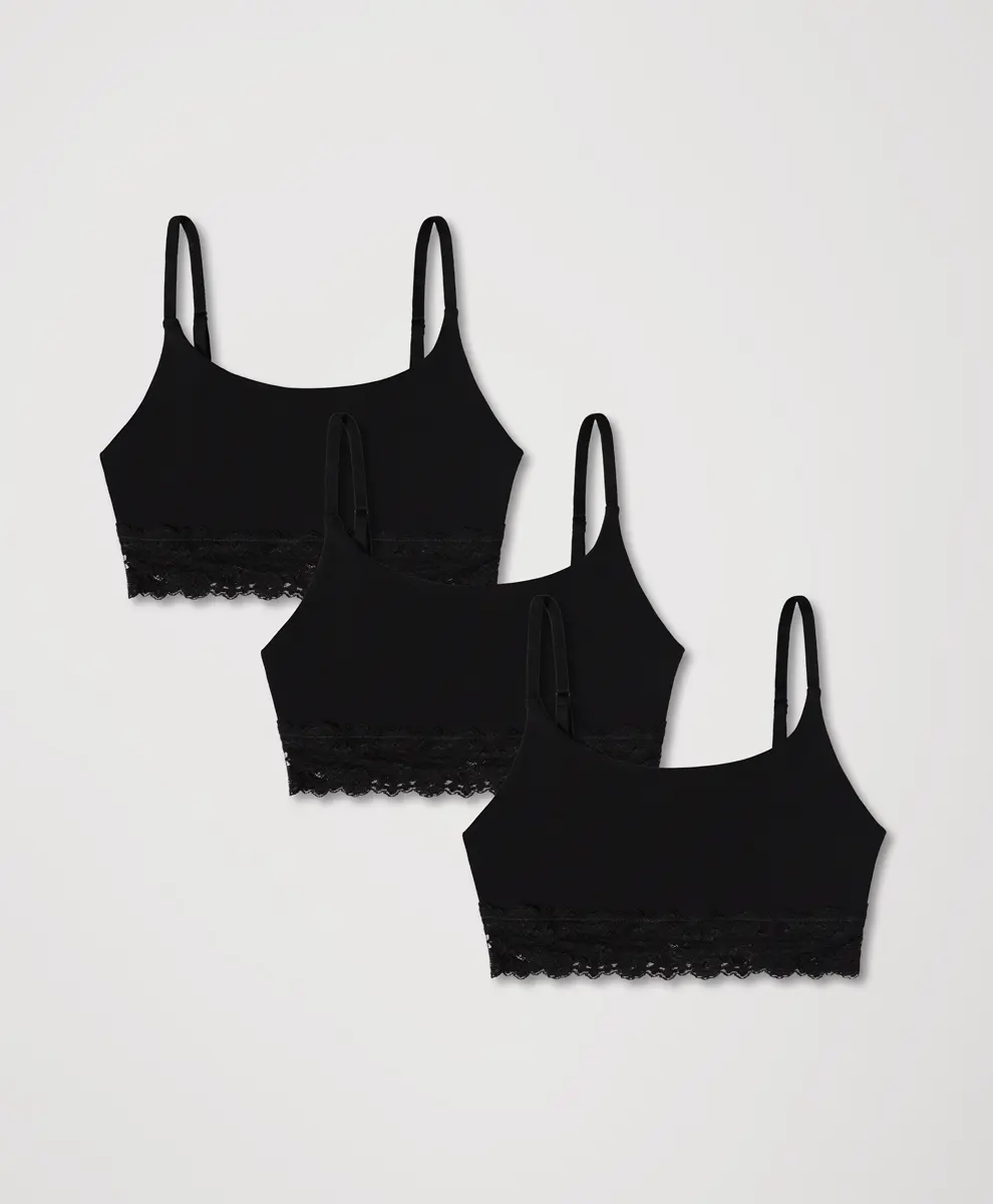Women's Organic Lace Modern Scoop Bralette 3-Pack