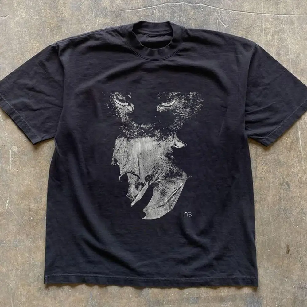 Vintage Style Destroy Lonely "No Stylist" VIP Cat Graphic Tee, Nature Y2k Streetwear Top, 2000s Cute Gift for Mens Clothing & Women's Clothes