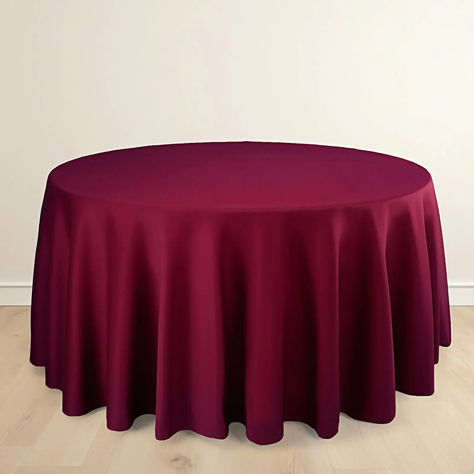 Burgundy 120" Seamless Wrinkle Resistant Scuba Round Tablecloth - Hospitality, Hotels, Restaurants Wrinkle Free Table Cover