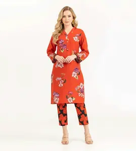 Fully Stitched 2-Piece Printed Khaddar Eid Dress – Traditional Ready to Wear Pakistani Indian Outfit for Women – Comfortable Casual All Season Suit (Size Medium Only) Size Chart Attached #1002M