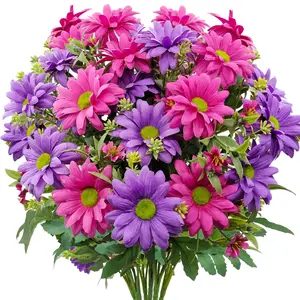 5 Bundles Artificial Flowers for Outdoors, UV Resistant Wildflowers, Fake Daisy Silk Faux Flowers, Porch Balcony Patio Garden Home Decor