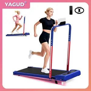 YAGUD Home Gym Treadmill with Low-Noise Motor Dual Shock Absorption Adjustable Incline 265LBS Capacity Wheels Remote & FREE Resistance Bands 45x22x40 inch for Effortless Indoor Workouts, Starry Blue Color Block