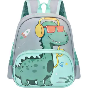 Cute Toddler Backpack Preschool Dinosaur Schoolbag for 2-6 Boys Kindergarten Children Travel Bookbag (Grey)