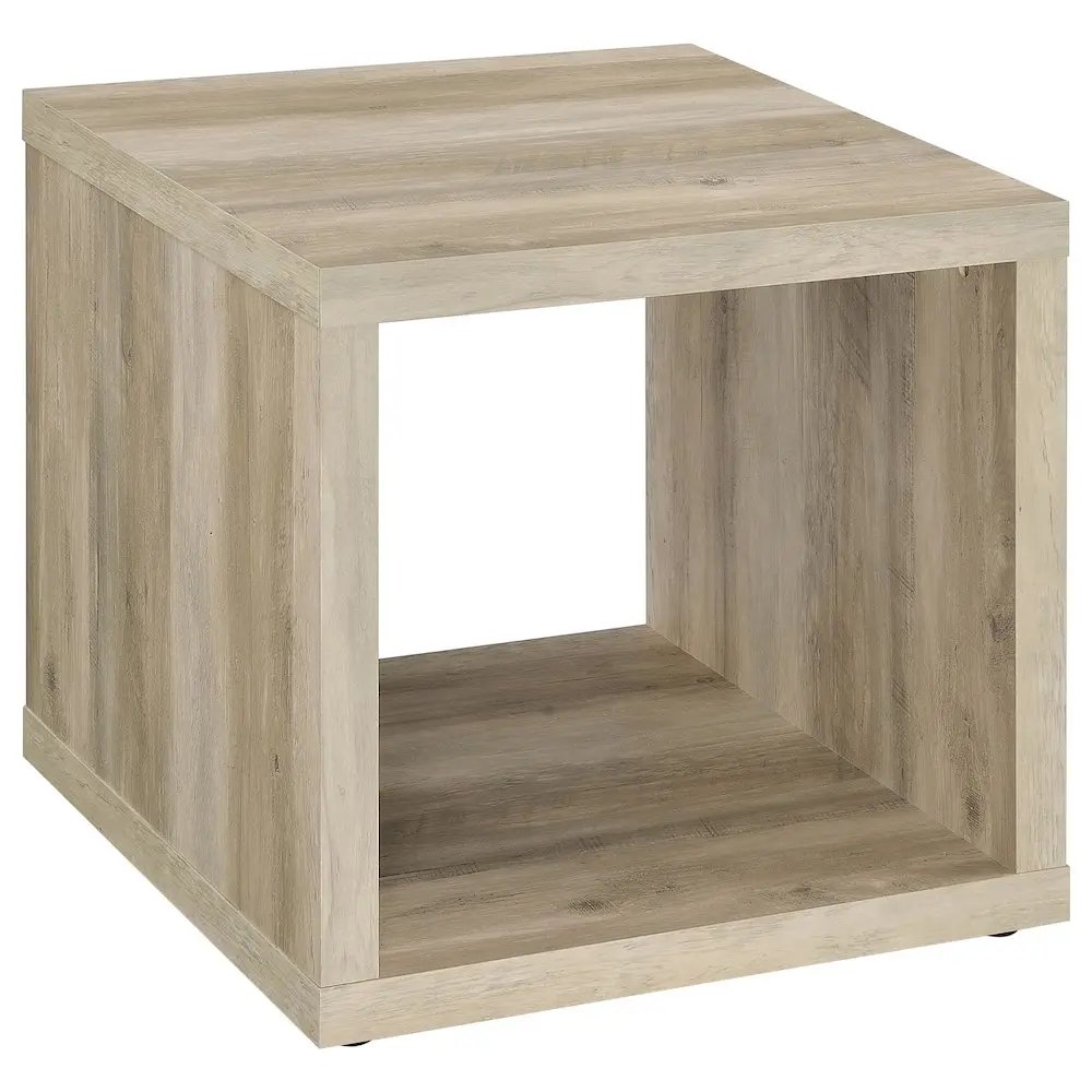 Frisco Square Engineered Wood Side End Table - Distressed Pine, Casual Indoor Furniture with Clean Crisp Lines, Cubic Silhouette, Storage for Personalized Living Space Side Tables