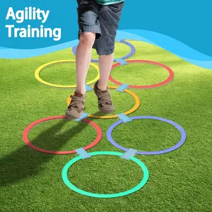 20pcs Bouncy Sensory Activity Set, Multi-Player Outdoor Agility Ladder, Rings and Durable Sports Training Equipment for Quick Reaction and Agility Improvement, Lawn and Backyard Activity Props, Assorted Colors