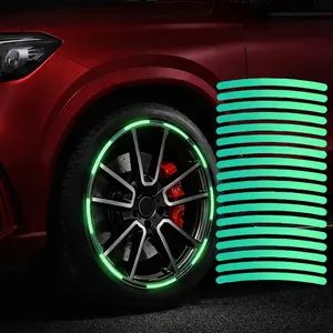 20PCS Car Wheel Rim Reflective Stickers, Waterproof Self-Adhesive Rim Stripe Decals for Cars, Motorcycles, Bicycles, Universal Fit