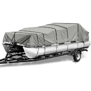 1200D Marine Grade Fade and Tear Resistant Trailerable Pontoon Boat Cover Heavy-Duty Pontoon Covers (Gray, Length:17'-20' Beam Width: up to 102") Boating Accessories