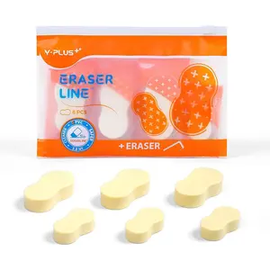 Eraser Line - Hipolymer Pencil Erasers for School Office, Cute White Rubber Eraser for Kids, Artist No Residues, 6 Pcs Stocking Stuffers for Kids Toddler
