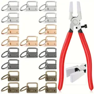 Key Fob Hardware 40PCS 1 Inch Lanyard Keychain Hardware with Key Fob Pliers Tool for Keychain and Wristlet Clamp Hardware Supplies