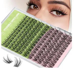 KEYYOU Fairy Angel Lash Clusters Manga Lash Extension D Curl 144Pcs Eyelash Extension Wispy Natural Invisible Band Lash with Waterproof DIY Lash Extension at Home(Angel-D-8-18MIX)
