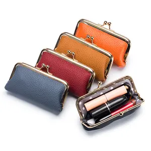 New genuine leather coin purse, mini top-grain cowhide car key storage bag, genuine leather fashion lipstick storage bag, compact clip clutch bag, exquisite craftsmanship, high-end quality, a perfect holiday gift for your girlfriend or wife