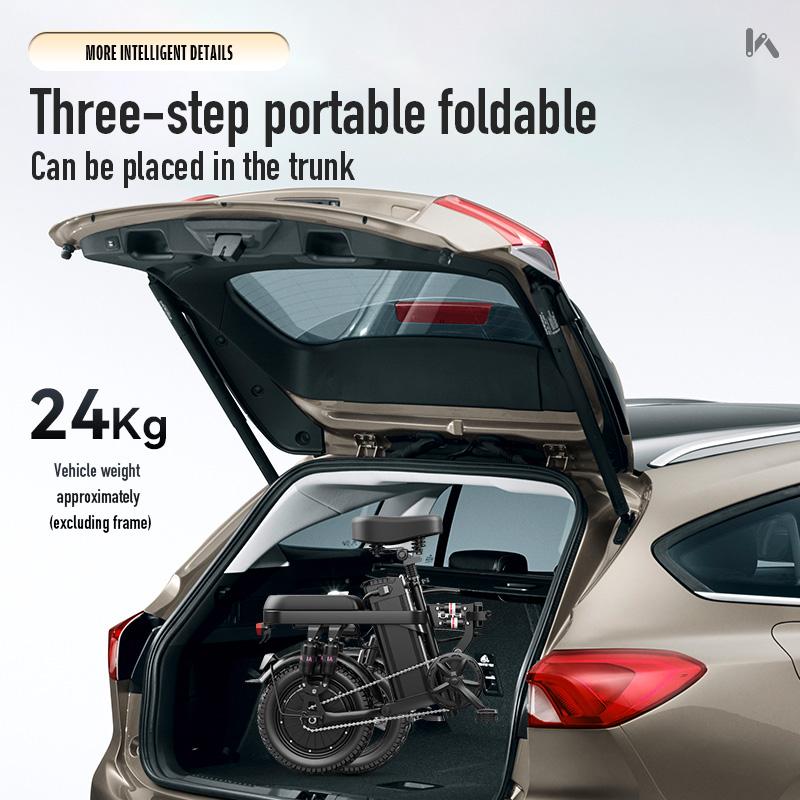 Adult electric folding bicycle with 500W motor, 16-level shock absorption system, 48V 15Ah battery, and a range of 100 kilometers. Wheel Pedals Ebike Charger