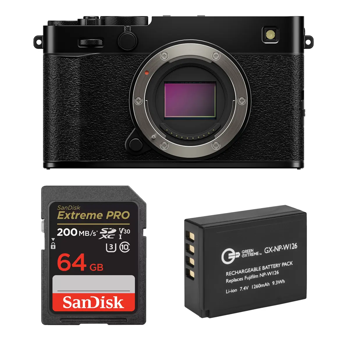 Fujifilm X-E5 Mirrorless Camera, Black, Bundle with 64GB Memory Card and NP-W126 Battery