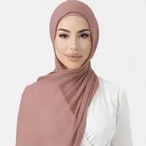 High Quality Muslim Women Soft Plain Breathable Cotton Rayon Hijab Turban