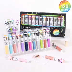 60/120 Colors Multicolor Pen, 6/12 Pack 10-in-1 Multicolor Ballpoint Pen Set, 0.8mm Tip Retractable Colored Pens for Drawing and Writing, School Office Art Supplies, Smooth Writing Pens