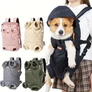 [Hands-Free] Quilted Pet Carrier Backpack - Cozy Fleece-Lined, Hands-Free, Front Legs Out - Ideal for Small to Medium Dogs, Hiking & Cycling