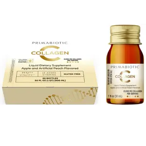 Primabiotic Liquid Collagen - 10,000 Mg of Hydrolyzed Collagen and 12 Vitamins Per Serving - Gluten Free- Pack of 30 Bottles x 30 Ml  Supplement Fitness Beauty Colagen Hair Healthy