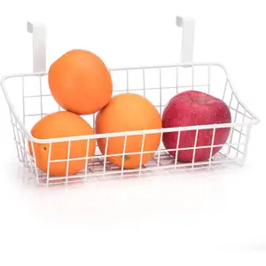 White Basket with hook Grid Storage Basket, Hang it behind a door or on a railing,Over the Cabinet Door,1 Pack