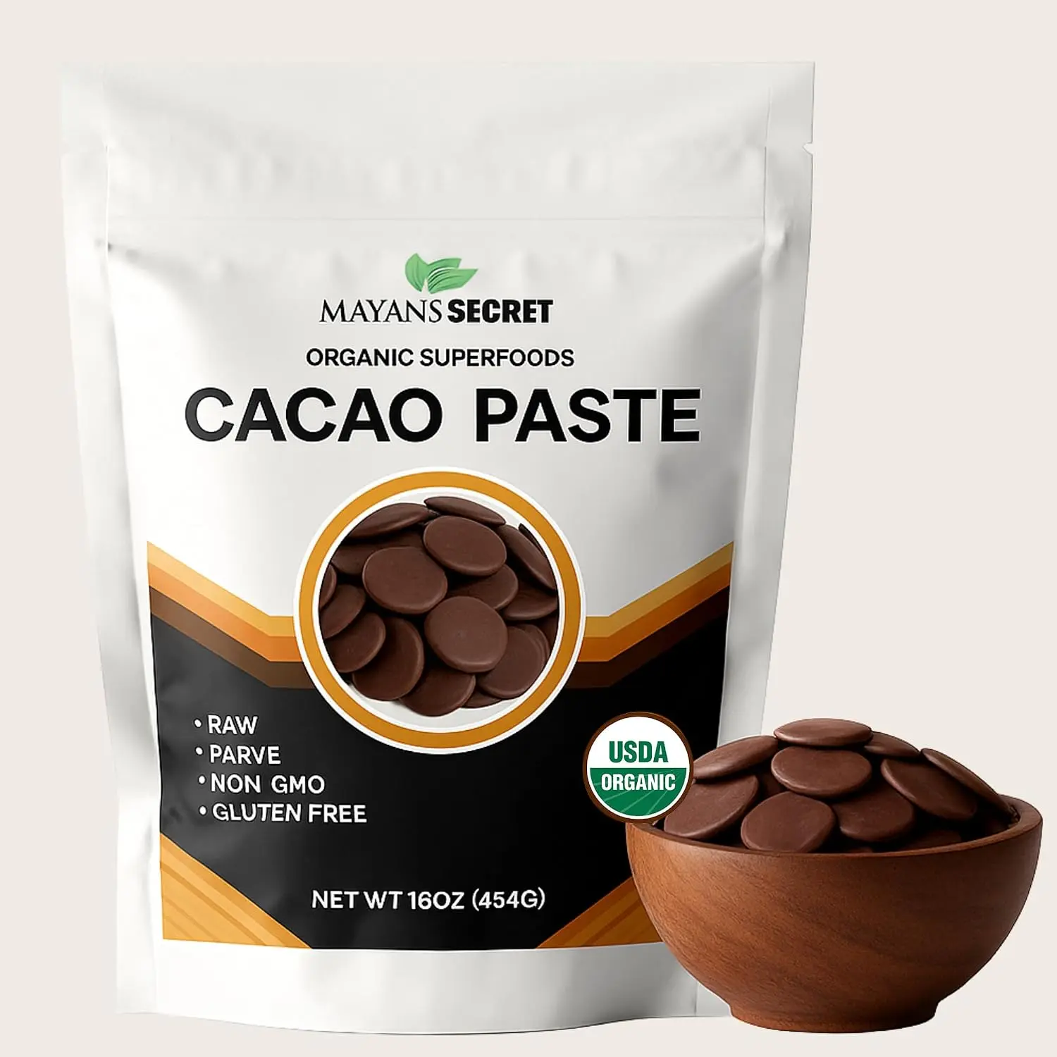 Mayan's Secret Organic Cacao Paste Wafers 16 oz | 100% Pure Unsweetened Chocolate | USDA Organic | Raw, Vegan, Non GMO | For Baking, Chocolate Making & Smoothies