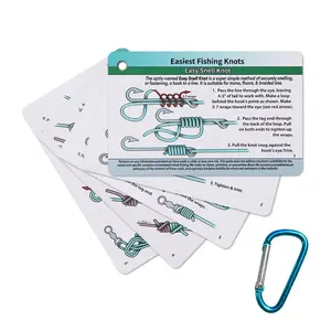 1 Set(5 Counts) Easiest Fishing Knots - Waterproof Guide to 12 Simple Fishing Knots | How to Tie Practical Fishing Knots & Includes Mini Carabiner | Perfect for Beginners Fishing Tools