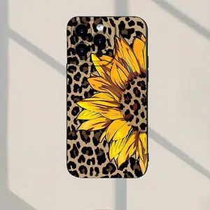 Sunflower And Leopard Print Panels Pattern New Sells Well Classic Fun TPU Camera Shockproof Protective Phone Case with IPhone7/8/11/12/13/14/15/16pro/16Plus/16Promax/X/Xs Max/Xr/Se/Mini Suitable for Boys And Girls