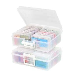 Photo Storage Box, 1 Box Photo Storage Container with 16 Grids, Clear Storage Box for Crafts, Scrapbook, Stationery, Home Organizer