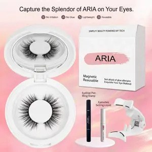 ARIA Magnetic Eyelashes Kit - Soft Faux Mink Lashes for Date Night,Reusable Magnetic False Eyelashes Set, Waterproof Natural Look, Easy to Apply with Clips, Long-Lasting Secure Fit