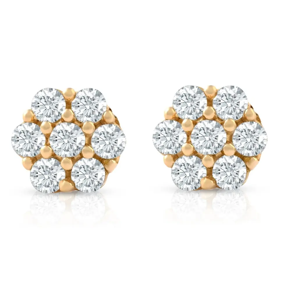 1/8Ct Diamond Studs Womens Earrings 10k Yellow Gold