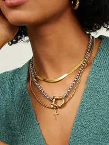 Stainless Steel Square Pearl Necklace, Waterproof Copper Chain, Unisex Casual Fashion Pendant, Perfect Birthday Gift Jewelry