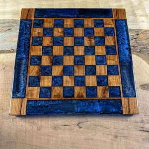 Midnight Blue Walnut Chess Board (INCLUDES PIECES)