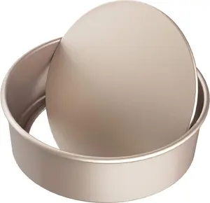 CHEFMADE Round Cake Pan, 8-Inch with Removable Loose Bottom Non-Stick Chiffon Bakeware for Oven and Instant Pot Baking (Champagne Gold)