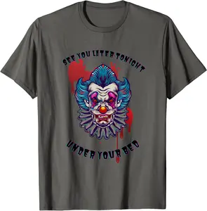 Scary Funny Halloween Clown Face See You Later Tonight Creep T-Shirt - Alexanderdu Shop 94B0BBJBZ52C